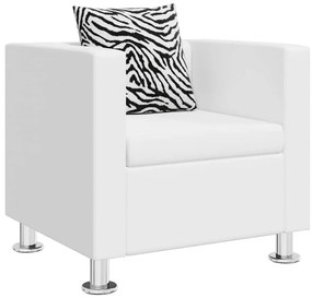 242213 vidaXL Фотьойл, бял, изкуствена кожа