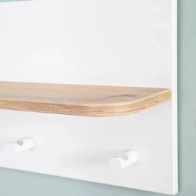 Детска закачалка за стена в дъбов декор в бял и естествен цвят Ava - Roba