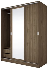 Трикрилен гардероб Мебели Богдан модел 1006, с огледало, плъзгащи врати
