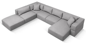 Светлосив ъглов U-образен диван, ляв ъгъл Esther – Milo Casa