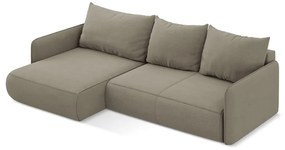 Бежов разтегателен ъглов диван с място за съхранение (ляв ъгъл) Nanea – Makamii