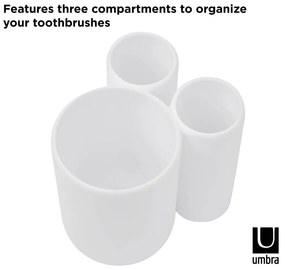 Бяла пластмасова чаша за четки за зъби Touch - Umbra