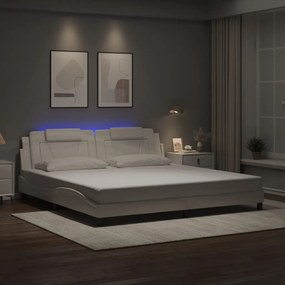 3214044 vidaXL Рамка за легло Viana с LED без матрак бяла 200x200 см