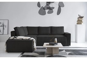 Антрацитен разтегателен ъглов диван от рипсено кадифе (ляв ъгъл) Brave Dave – Miuform