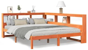 3324331 vidaXL Легло с етажерка за книги, без матрак, 140x190 см, бор масив