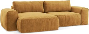 Шенилов сгъваем ъглов диван в цвят горчица (ляв ъгъл) Kuki – Makamii