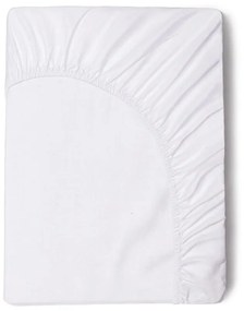 Бял чаршаф от еластичен памучен сатен , 90 x 200 cm - HIP