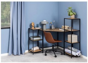 Черна/естествена библиотека от декор от дъб 37x83 cm Seaford – Actona