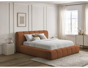 Оранжево двойно тапицирано легло с място за съхранение с включена подматрачна рамка 160x200 cm Denali – Bobochic Paris