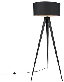 Интелигентна подова лампа черна с черен абажур с Wi-Fi A60 - Ilse