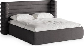 Тъмносиво двойно легло 200x200 cm тапицирано с място за съхранение с включена подматрачна рамка Mount – Micadoni