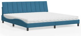 3208620 vidaXL Легло с матрак Hanko, синьо, 200x200 см, кадифе
