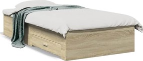 3280421 vidaXL Рамка за легло с чекмеджета, дъб сонома, 100x200 см