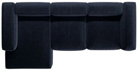 Тъмносин ъглов диван от рипсено кадифе (ляв ъгъл) Bergano – Cosmopolitan Design