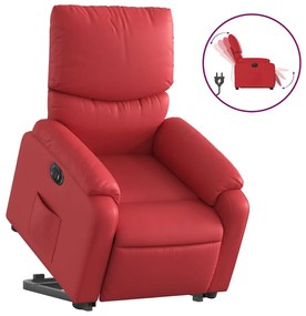 3204905 vidaXL Електрически изправящ реклайнер стол, червен, изкуствена кожа
