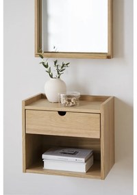 Висящо нощно шкафче с рафтове, изработено от дъбова дървесина в естествен цвят Hillmond - Rowico