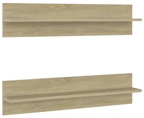807339 vidaXL Стенни рафтове, 2 бр, дъб сонома, 80x11,5x18см, инженерно дърво