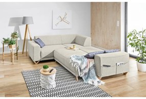 Бежов разтегателен/с място за съхранение ъглов диван (ляв ъгъл/L форма) Classy Sophie – Miuform