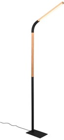 LED подова лампа в черен и естествен цвят с дървен абажур (височина 169,5 cm) Norris - Trio