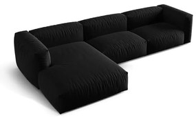 Черен модулен ъглов диван (ляв ъгъл) Martina – Micadoni Home