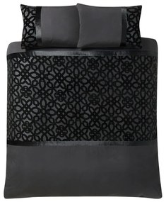 Черно двойно удължено спално бельо 230x220 cm Lattice Cut – Catherine Lansfield