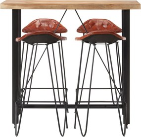 278763 vidaXL Бар комплект от 5 части масивно дърво и естествена кожа