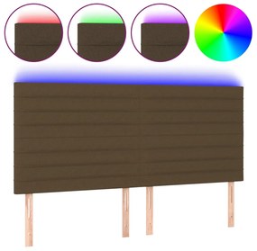 3122573 vidaXL LED горна табла за легло, тъмнокафява,160x5x118/128 см, плат
