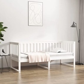 820877 vidaXL Дневно легло без матрак, бял, 80x200 см, борово дърво масив