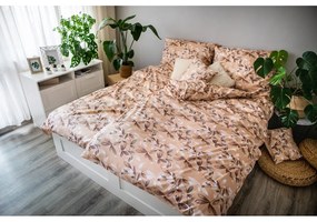 Кафяво и бежово спално бельо от памучен сатен , 140 x 200 cm Brenda - Cotton House