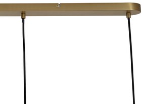 Бронзова висяща лампа с димно кехлибарено и зелено стъкло правоъгълна 4-лампи - Bao