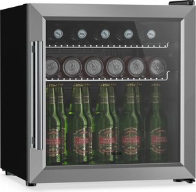 Klarstein Beersafe хладилник за напитки с стъклена врата | 44 x 48 см | LED вътрешно осветление | Сребрист