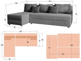 Разтегателен ъглов диван Дафини