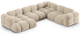 Бежов кадифен ъглов диван (десен ъгъл/U форма) Loretto – Cosmopolitan Design
