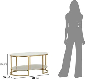 Бяла/златистa масичка за кафе с мраморна плоча 60x90 cm Izmir – Mauro Ferretti