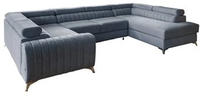 Син разтегателен ъглов диван с място за съхранение (десен ъгъл U форма) Louis – ELTAP