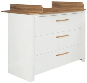 Бял нисък скрин от дъб с маса за преповиване 119x100 cm Ava - Roba