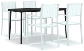 3099271 vidaXL Градински трапезен комплект, 5 части, бял