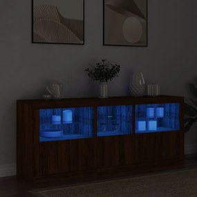 Sonata H Сайдборд с LED светлини, кафяв дъб, 162x37x67 см