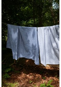 Бяло и светлосиньо удължено крепирано спално бельо за единично легло 140x220 cm Bæk&amp;Bølge - JUNA