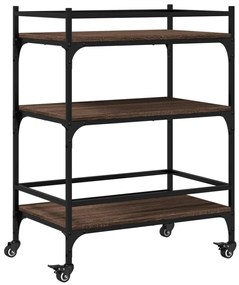 842400 vidaXL Кухненска количка, кафяв дъб, 65x40x86,5 см, инженерно дърво