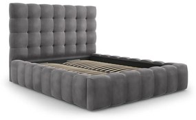 Сиво тапицирано двойно легло с място за съхранение и решетка 140x200 cm Bali - Cosmopolitan Design