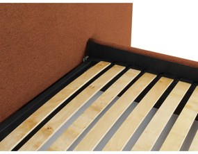Тапицирано двойно легло с място за съхранение и решетка 140x200 cm в тухлен цвят Walter - Milo Casa
