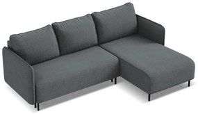 Тъмносив разтегателен ъглов диван с място за съхранение (десен ъгъл) Luana – Makamii