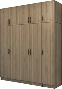 Шкаф с пет врати от меламин Vivian с кабинет в цвят орех 200x51.8x240см.