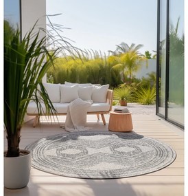 Сиво-кремав кръгъл външен килим ø 140 cm Gemini – Elle Decoration