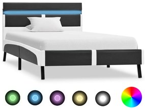 280307 vidaXL Рамка за легло с LED, сива, изкуствена кожа, 90x200 cм