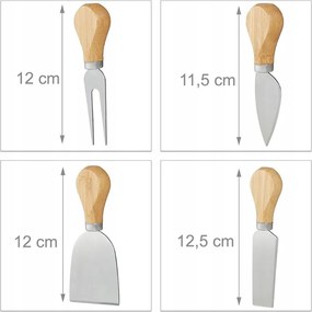 Бамбукова дъска за сирена с магнитна лента и 4 ножа от неръждаема стомана