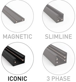 Модерна релсова система за осветление с 5 черни димни прожектори 1-фазов - Iconic Jeana