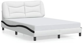 3208008 vidaXL Рамка за легло без матрак Hvar, бяло-черна, 140x200 см, изкуствена кожа