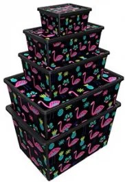 Horecano - Комплект кутии за съхранение 5бр - Trend Box Flamingo